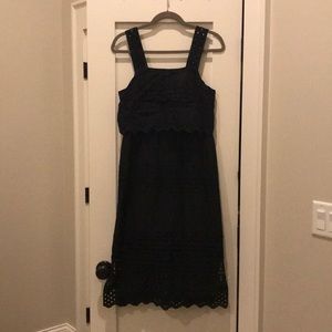 J.Crew Black Eyelet Midi Dress